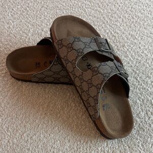 GUCCI Upcycled Birkenstock women’s Sandals - Patterned Brown